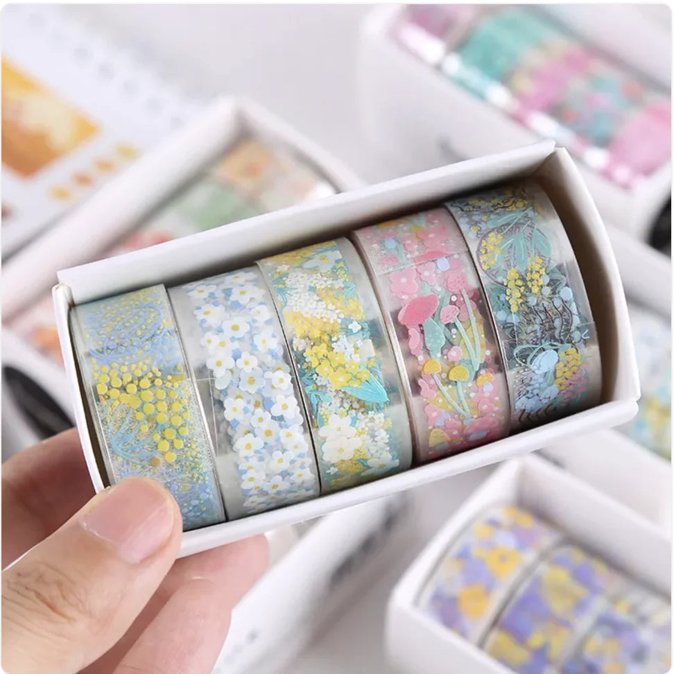 Transparent Floral Pet Sticker Tape for Journals and Crafts